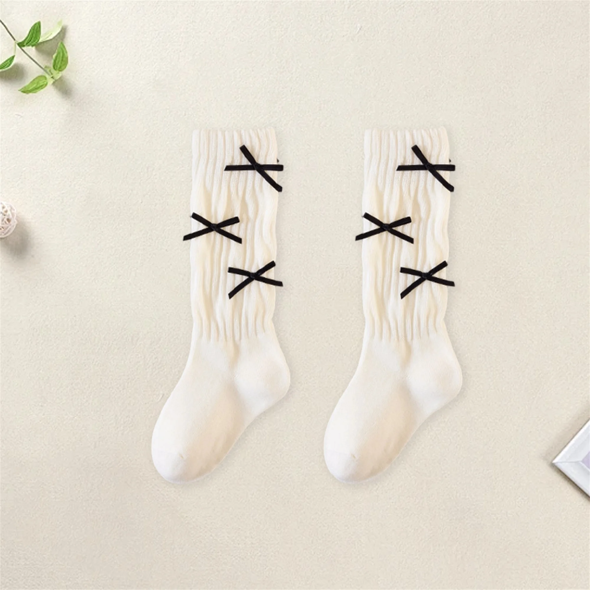 جوارب رائعة للفتيات الرضع مع تفاصيل شريطية للخريف والشتاء، جوارب متماسكة عصرية