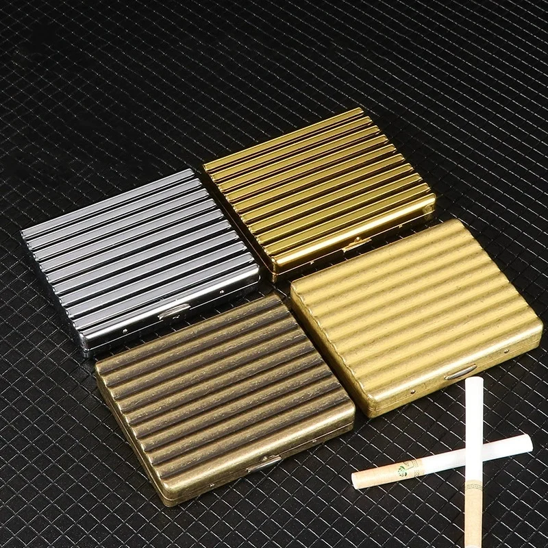 

Copper Cigarette Case for 70mm Hand-rolled Cigarettes 20 Capacity Portable Corrugated Metal Box Holder Smoking Accessories