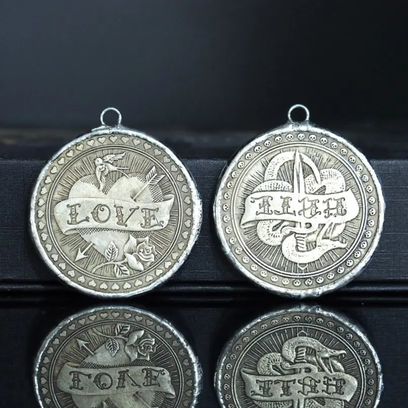 

Antique Silver Plated Soldered Replica Vintage Handmade Copper Letter Circle Coin Shape Round Jewelry