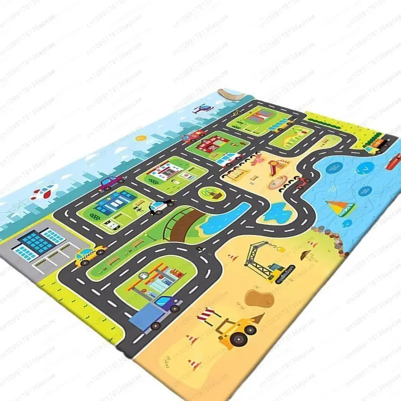 Cross-border Amazon cartoon runway carpet parking lot road game floor mat household non-slip and dirt-resistant foot mat spot