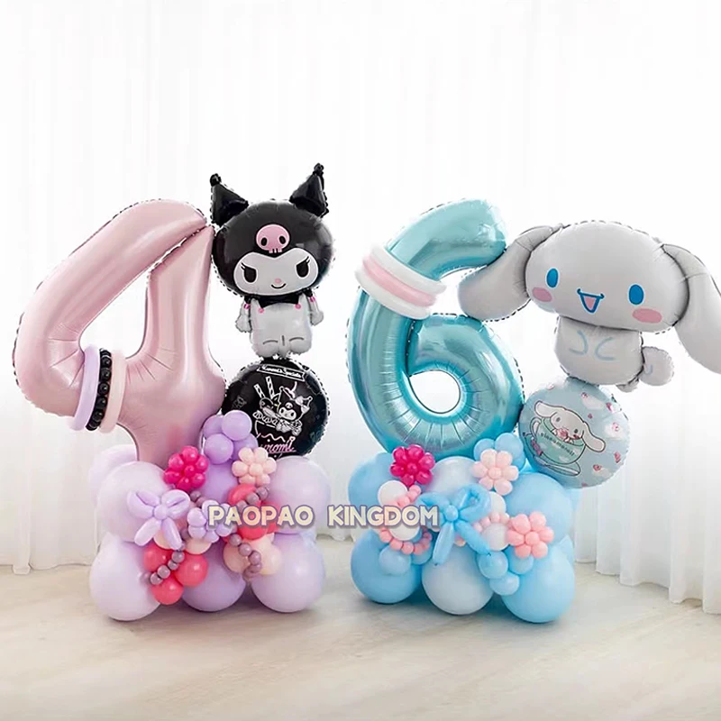 Kuromi Foil Balloons Arch Garland Kit Latex Balloon Number Balls Cinnamoroll Mymelody Birthday Baby Shower Party Decor Gift Toys