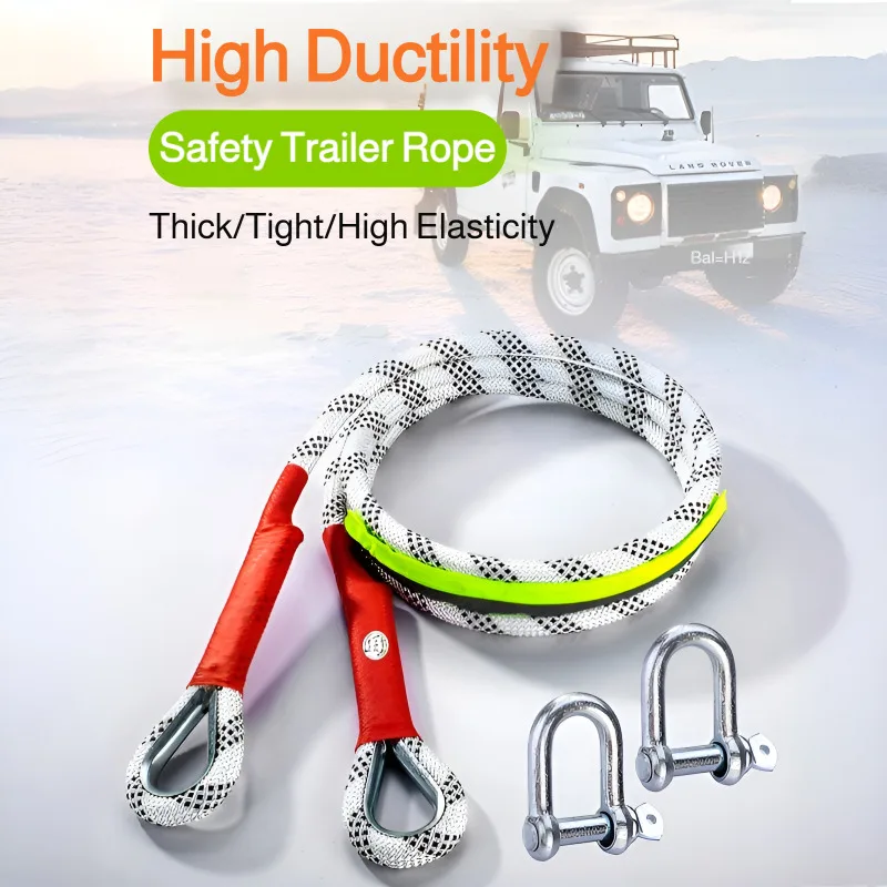 

Heavy Duty 10Ton Car Tow Rope 20T Safety Rescue Rope with U-Shaped Steel Shackles，Emergency Towing Strap for Off-Road Recovery