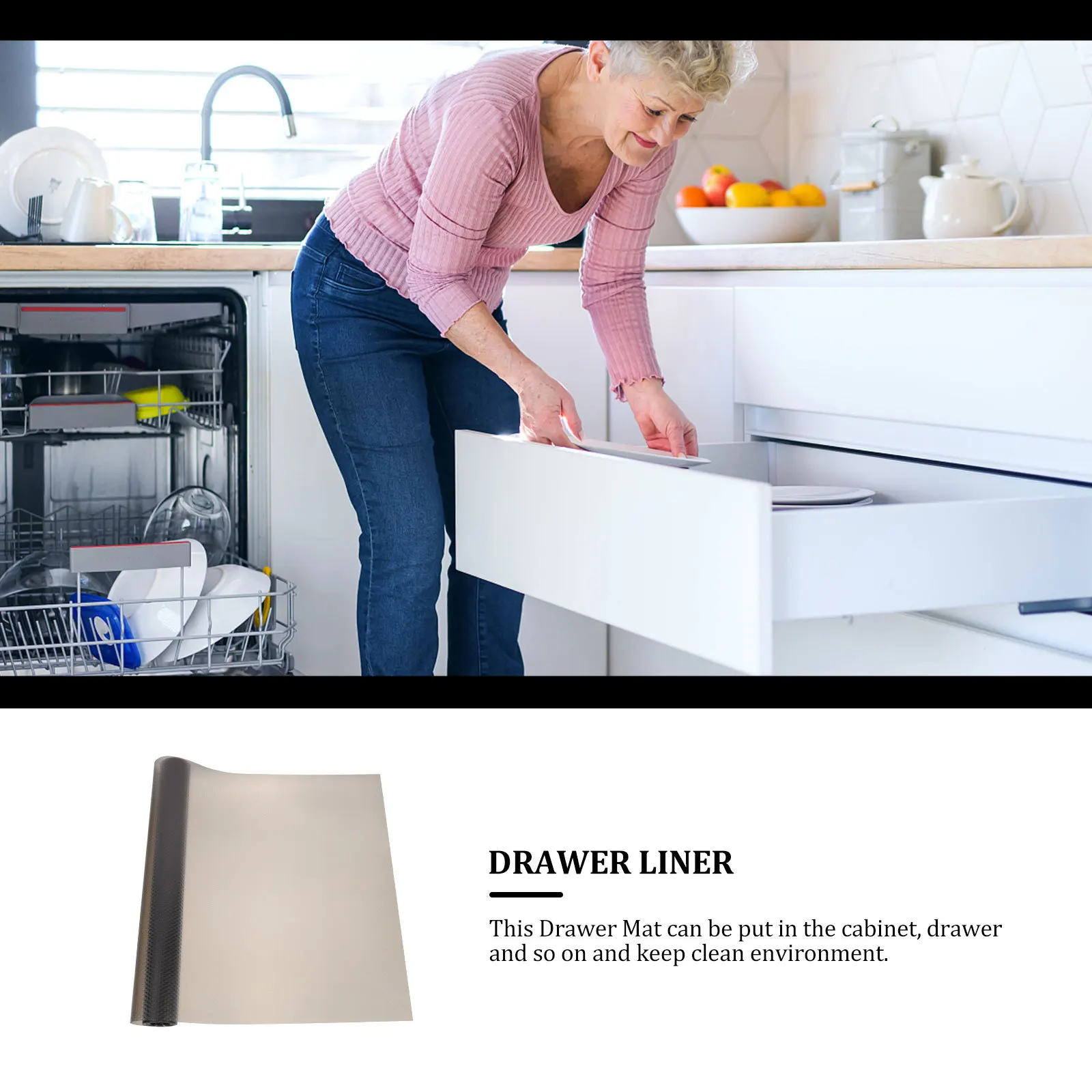 

1 Roll Thick Waterproof Drawer Liner Anti-Scratch Heat-Resistant Table Mat Non-Slip Protective Mat for Cabinet Drawer Shelf