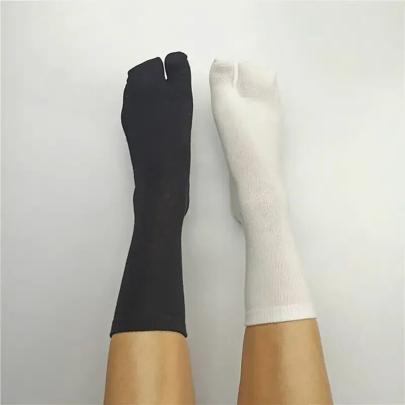 3Pairs=6Pcs Two-toe Socks Women Men Sweaty Nonslip Split Separate Tabi Toes Socks Fiber Deodorant Long Stockings Solid Shoe Sox