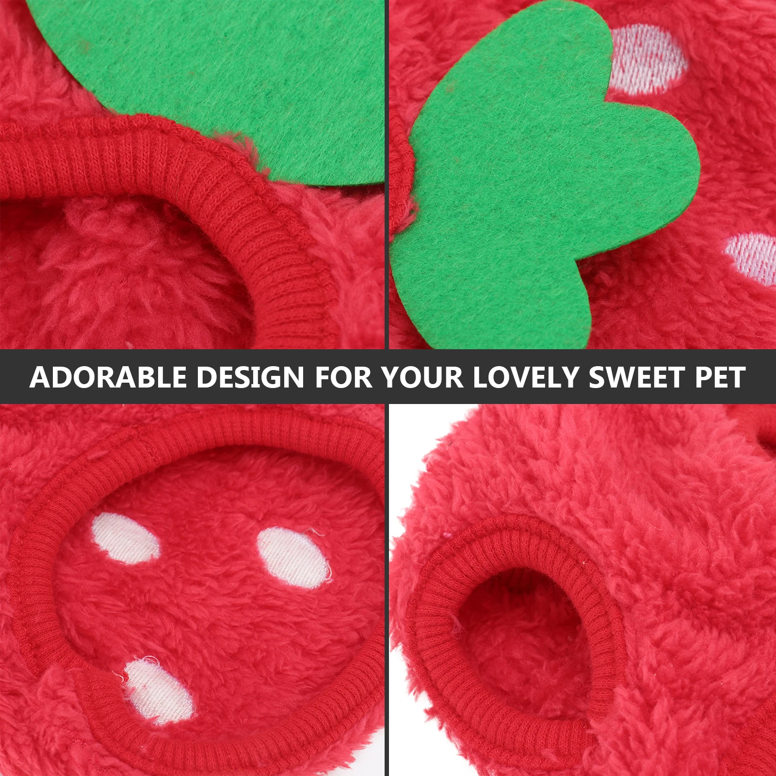 

Strawberry Print Dog Winter Fleece Vest Small Pet Apparel Rabbit Guinea Pig Hoodie Costume Bunny Clothes Small Dog Vest