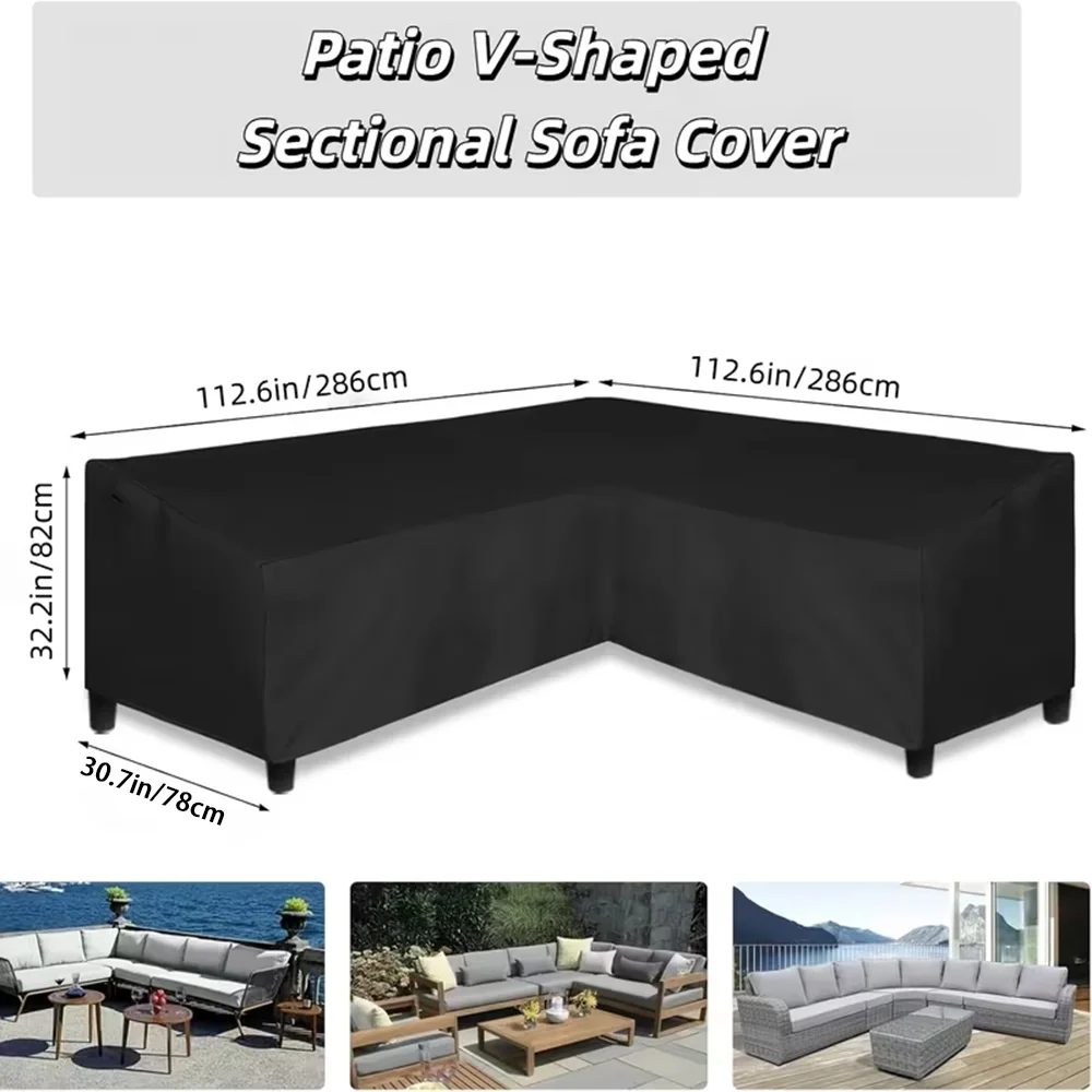 

Heavy-duty L-shaped outdoor sofa cover, suitable for garden furniture – 210D Oxford fabric, ideal for L-shaped sofa sets