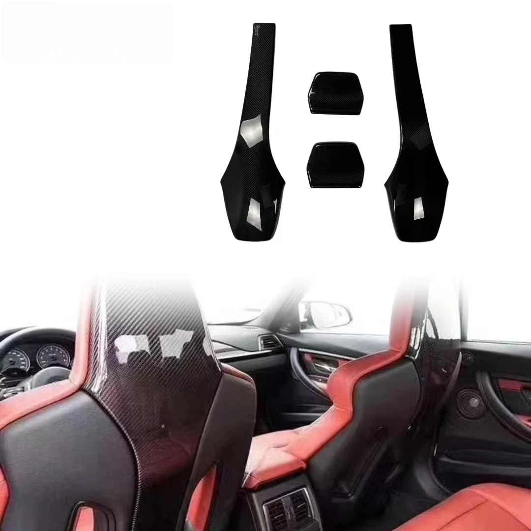 Suitable for  M3 M4 F80 F82 upgrade custom new sticker real car dry carbon fiber interior seat back decorative cover