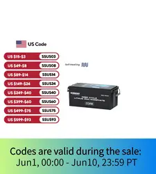 Renogy 12V 300Ah Self heating Lithium LiFePO4 Deep Cycle Battery, 5000+Deep Cycles, 200A BMS,Backup Power for Trolling motor, Ca