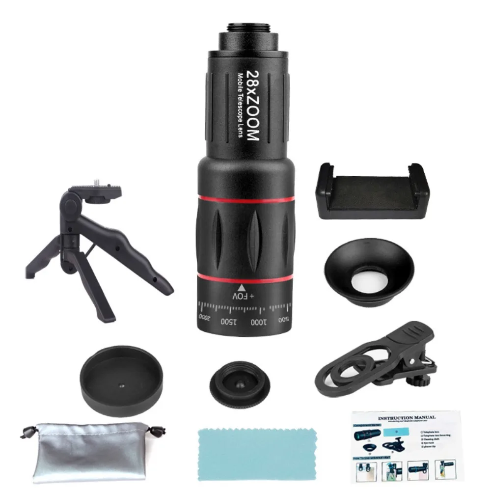 Universal HD Optical Cell Phone Lens Telephoto Lens Monocular Monocular Zoom Cell Phone Lens Tripod 18x25 Mobile Phone Lenses