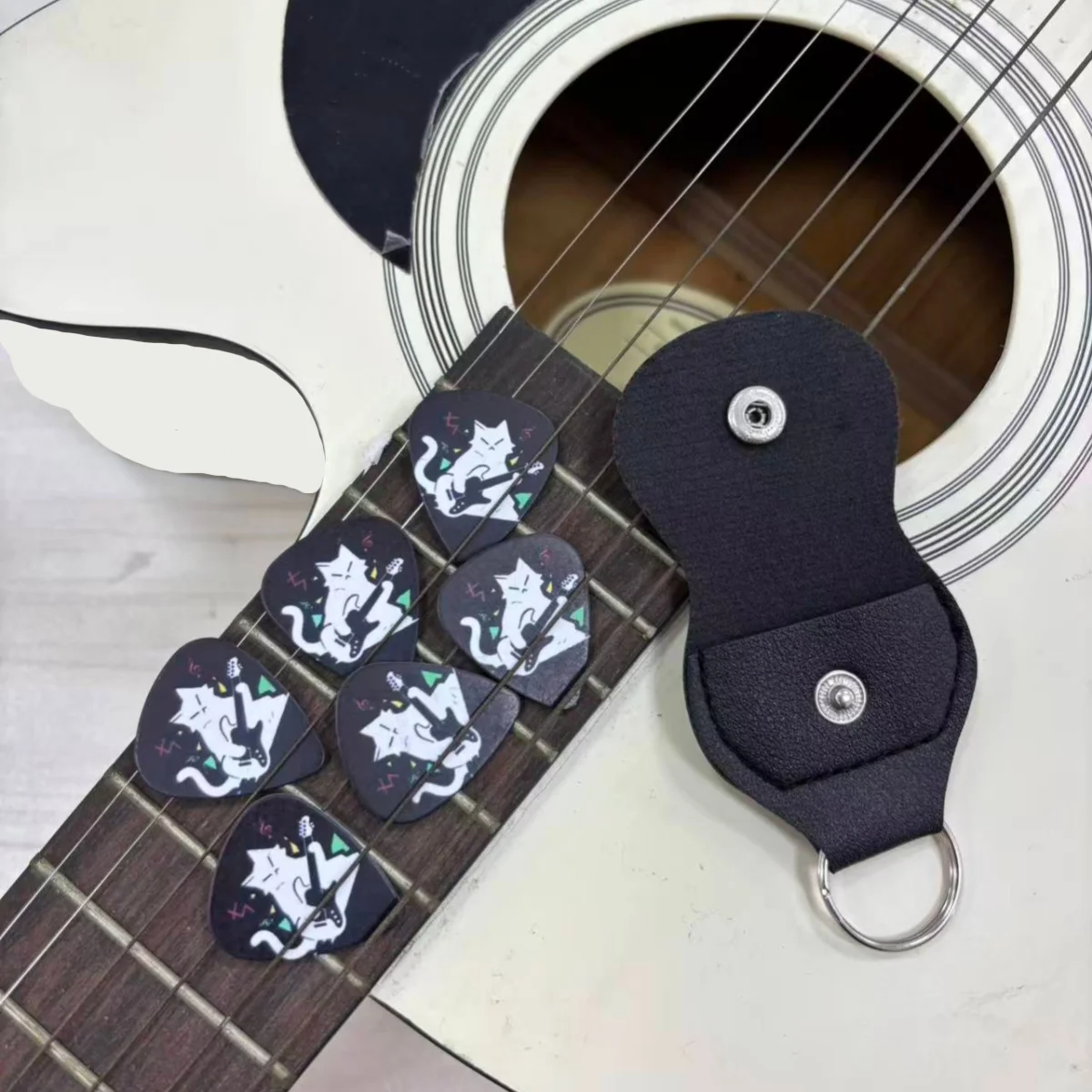 Miwayer 6pcs Acoustic Guitar Picks Double-Sided Printed Durable Professional Bass Ukelele Guitar Accesorios (0.46/0.71/1.0mm)