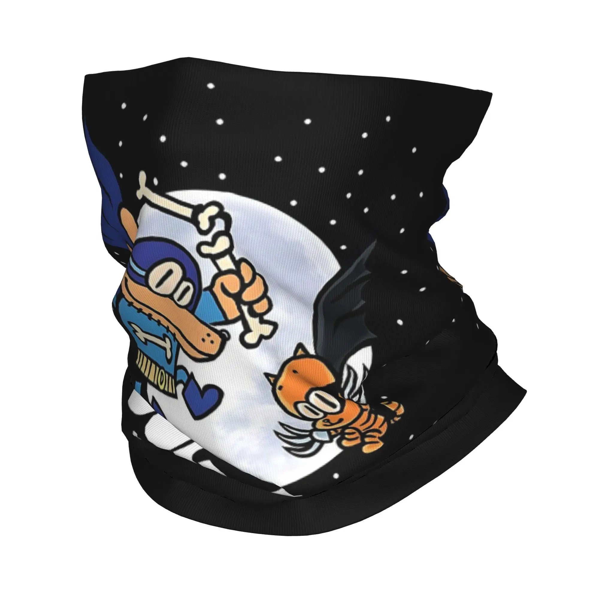 สุนัขชายและแมวเด็ก Moon ผ้าพันคอคอปกพิมพ์ผ้าพันคอ WARM Face Mask กีฬากลางแจ้ง Unisex ผู้ใหญ่ All Season