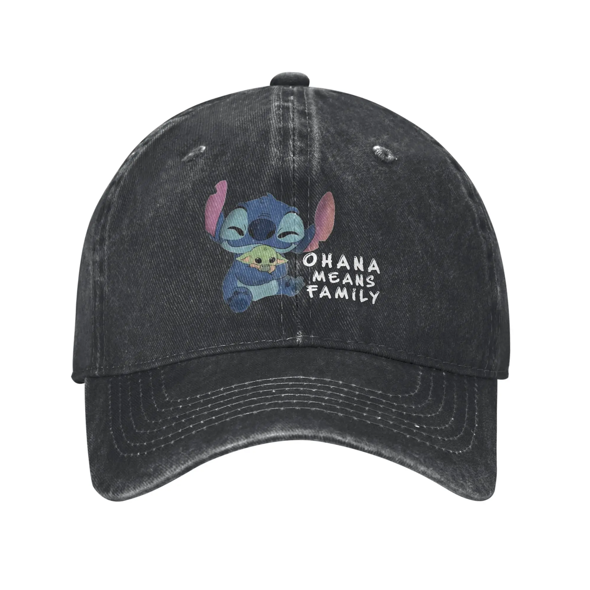 Baseball Cap Stitch Ohana Means Family Spring Casual Trucker Hat Cute Blue Cartoon Couple Women Skate Breathable Baseball Caps