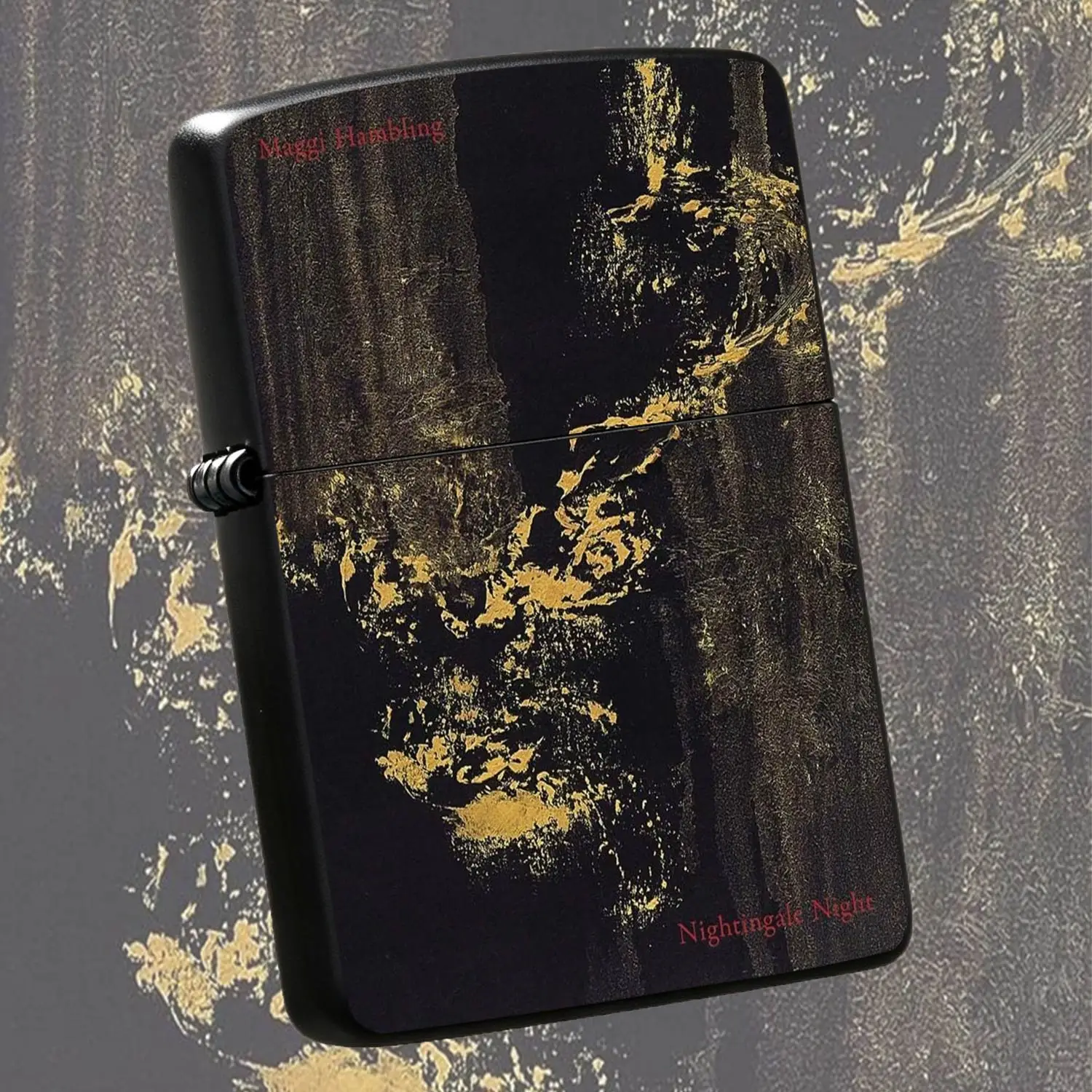 Maggi Hambling Nightingale Night Themed Portable Lighter, Exquisite Artistic Black Gold Pattern Decor, Delicate Aesthetic Versatile Ignition Tool For Daily Outdoor Travel Dating Hiking Camping Scenes, Nic A Humorous And Interesting Lighter