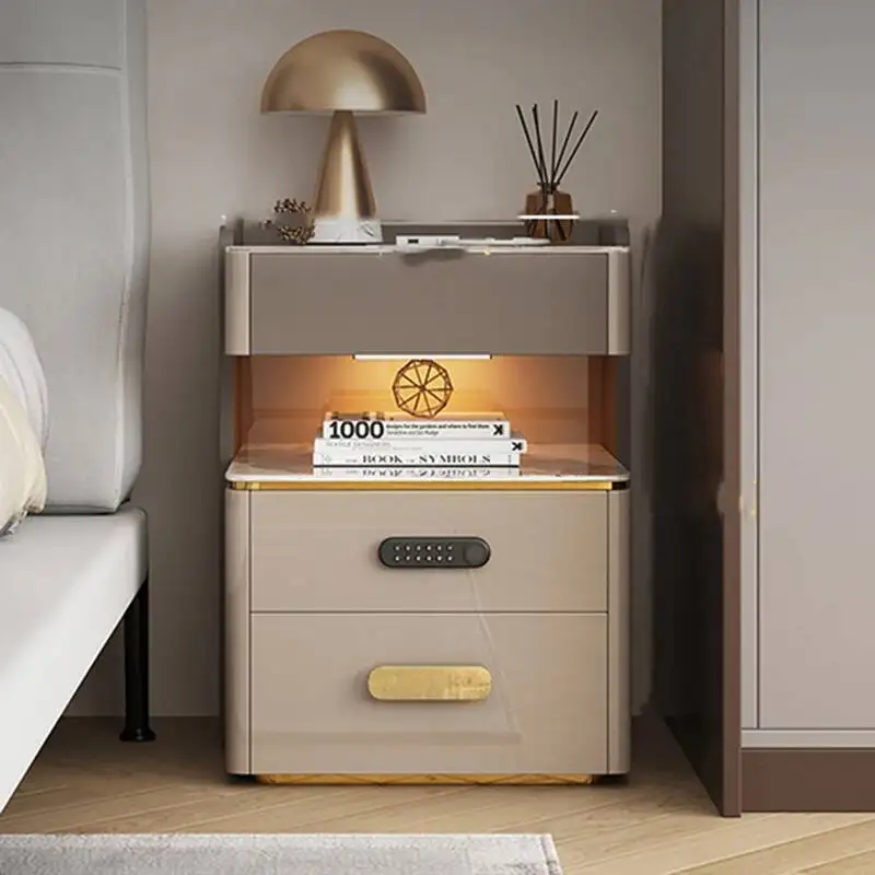 Aparato de escritorio pequeño, mesita de noche, armario único lateral inteligente, mesitas de noche, archivadores móviles, Muebles Dormitorio, Muebles para el hogar