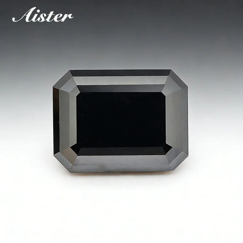 Never Fake Black Moissanite Loose Stone Emerald Cut 0.5-5.0ct VVS1 Passed Diamond Tester with GRA Report