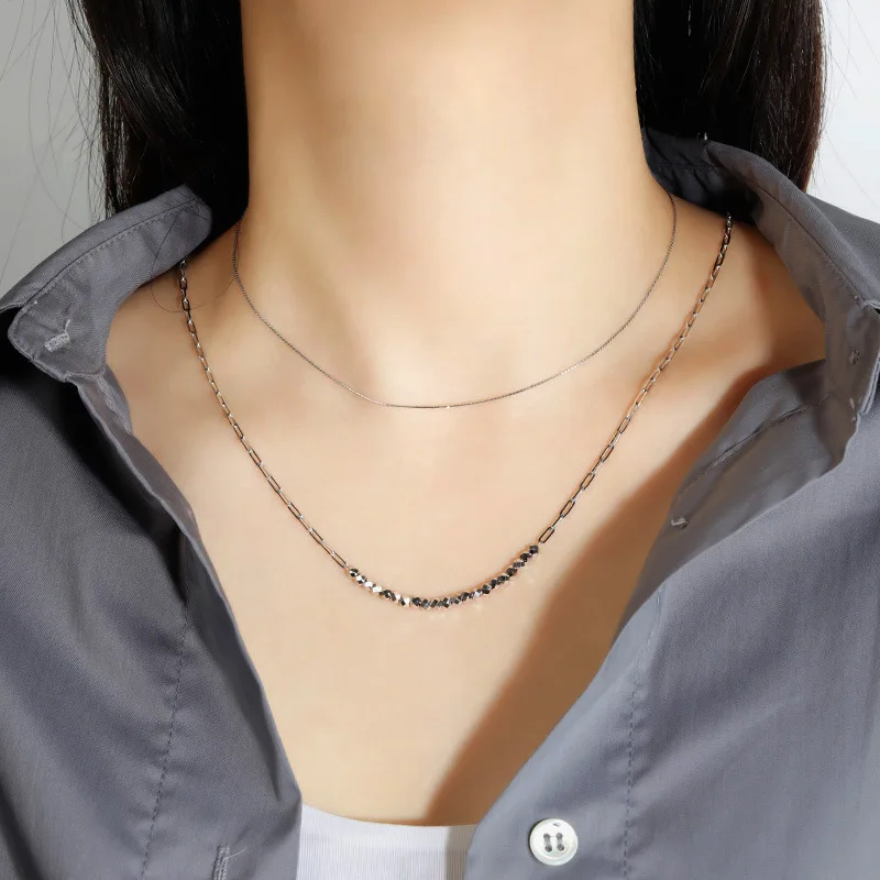 

S925 pure silver women's high-end Korean version necklace with simple temperament, short and versatile accessories