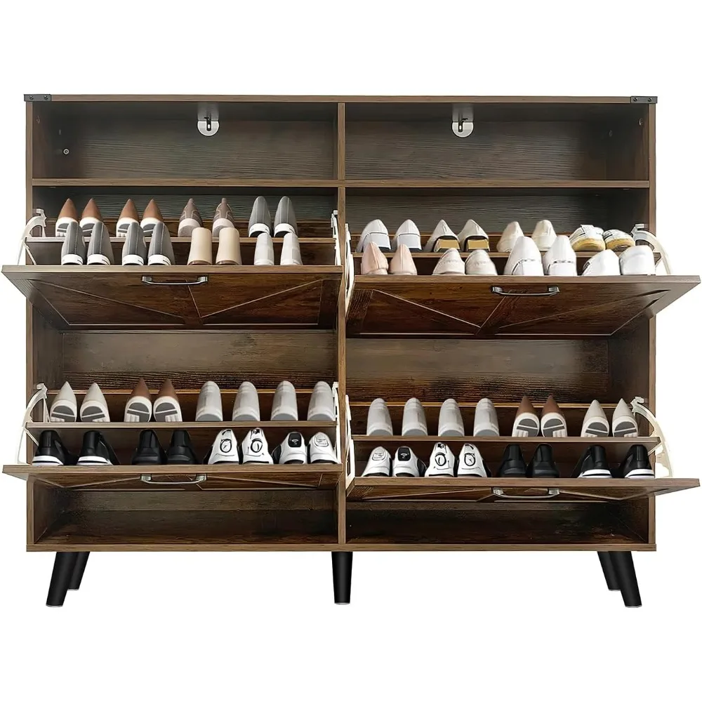 4-Drawer Metal Handle Shoe Cabinet - Freestanding Organizer for Entryway, Hallway, and Bedroom