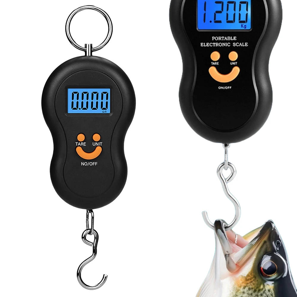 50 كجم/10 جرام ميزان إلكتروني محمول LCD شاشة ديجيتال الخلفية الصيد الأوزان اليد مقياس السفر الصيد معلقة مقياس بخطاف #5