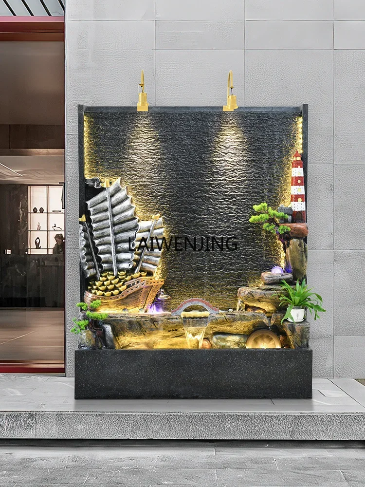 Rockery flowing water fountain ornament office water curtain wall courtyard lucky decoration cycle landscaping