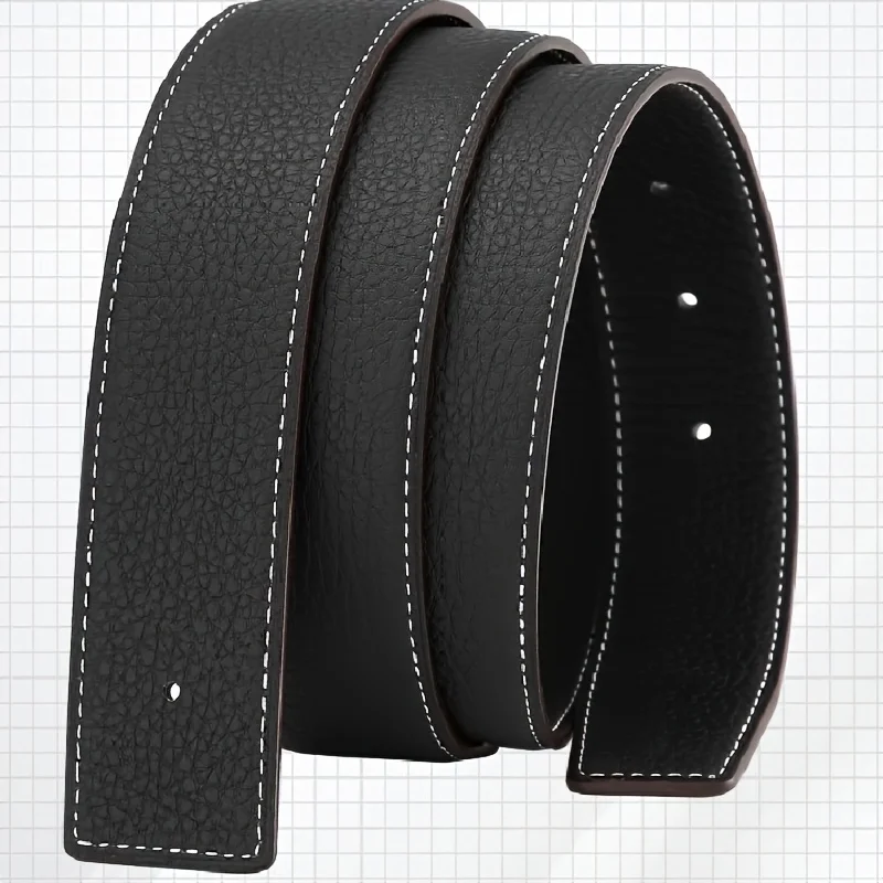 Echtledergürtel, schlichter Stil, Breite 1,5 Zoll, keine Schnalle, durchschnittliche Größe, Unisex – Detail 3