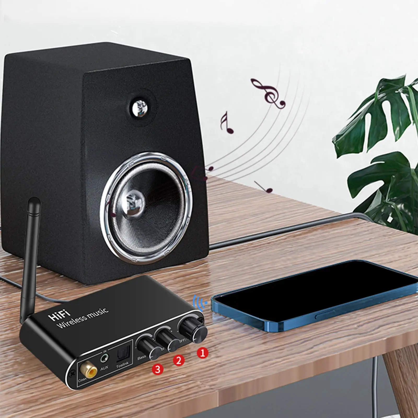 Adaptador Bluetooth Control de botón analógico digital Conexión automática para el hogar