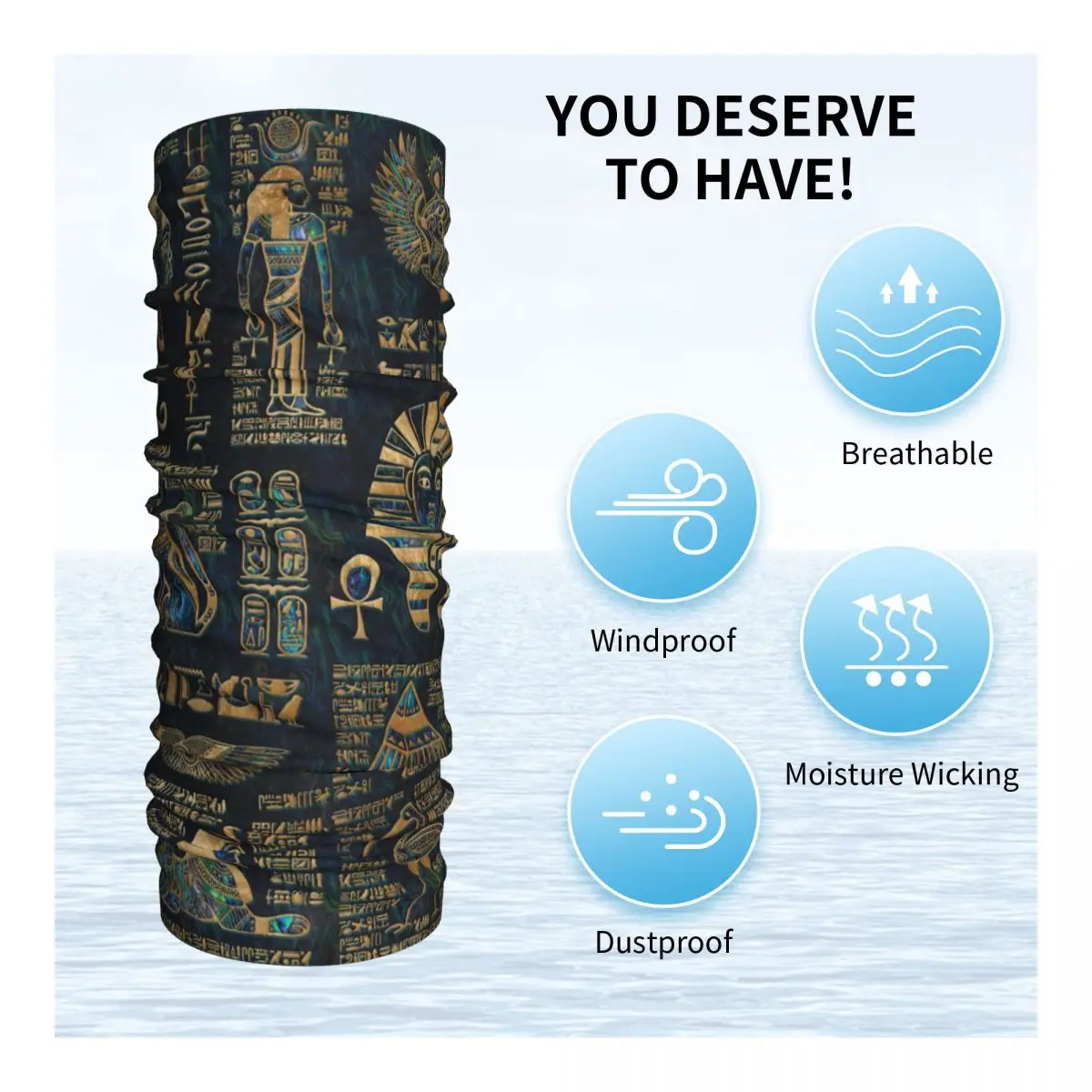 Egyptian Hieroglyphs And Deities Bandana Neck Cover Printed Egypt Pharaoh Balaclavas Face Scarf Headband Riding for Men Women