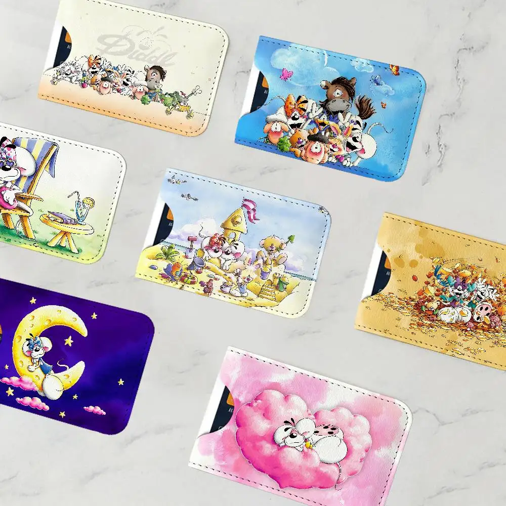 Character Diddl Cute Men's Genuine Leather Mini Card Wallet, Ultra Thin Credit Portable Business Card & Transit Bus Card