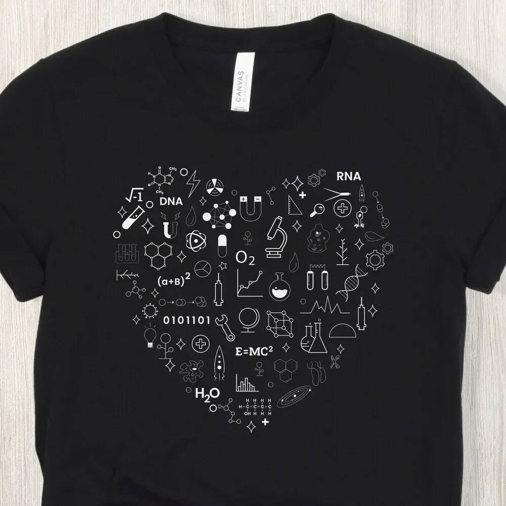 Science Heart Collage T Shirt I Love Lover Back To School Biologist Nerd