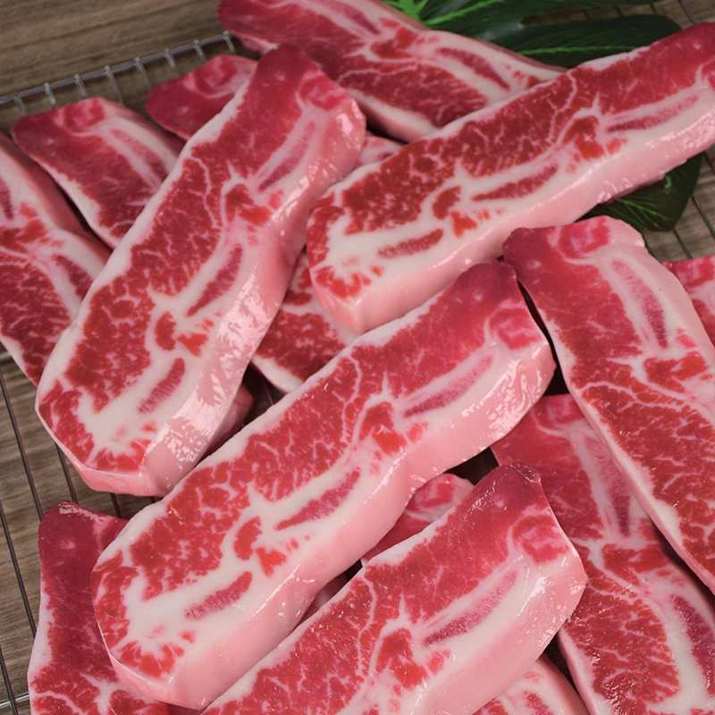 PVC الاصطناعي عالية محاكاة وهمية شرائح لحم البقر نماذج الغذاء للمطبخ الأطعمة الاصطناعية كوك نموذج نابض بالحياة اللحوم الدعامة المنزل ديكو #5