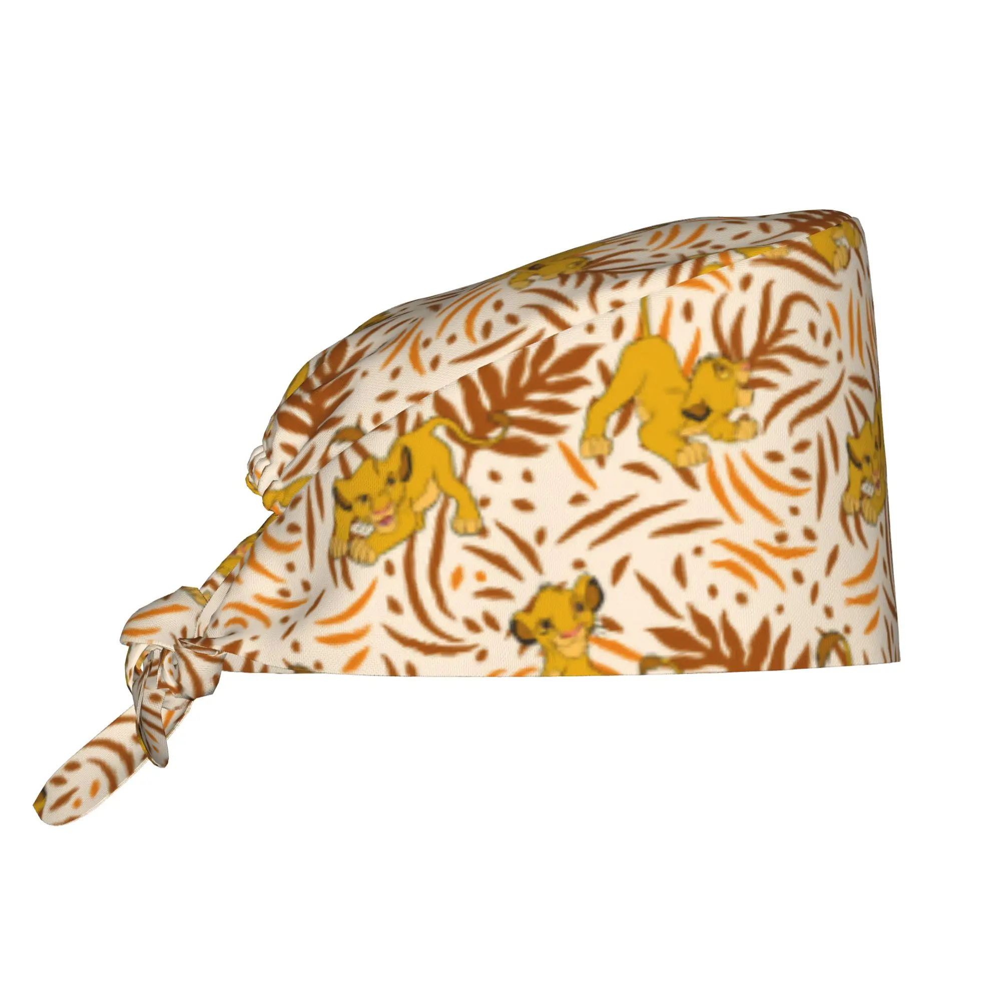 Custom Liones Anime Kinges Medical Staff Scrubs Hat Unisex Pumbaa Simba Cartoon Doctor Nursing Surgical Cap Scrub Caps