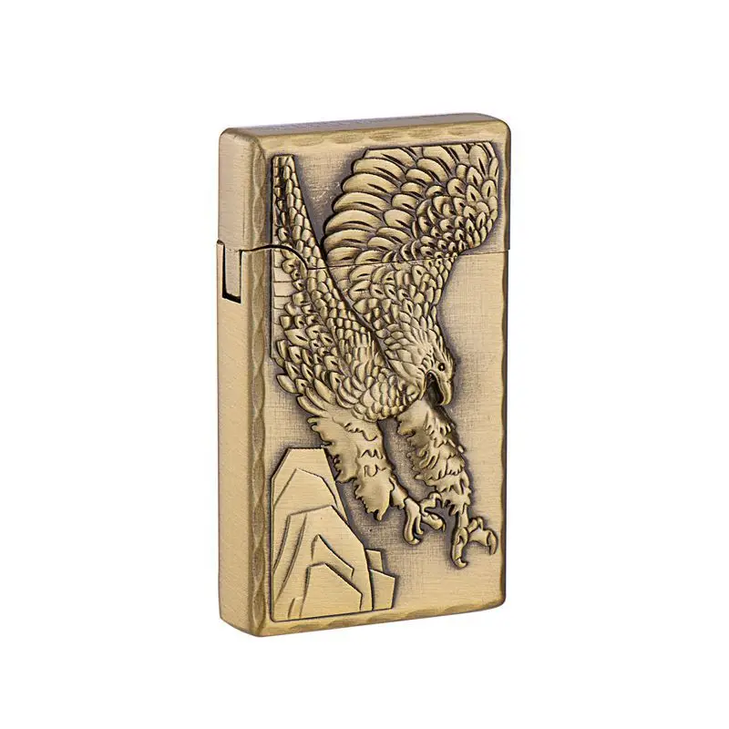 2024 New Metal Creative Eagle Relief Windproof Lighter with Loud Sound Straight to Lighter for Men Smoking Cigar Tools