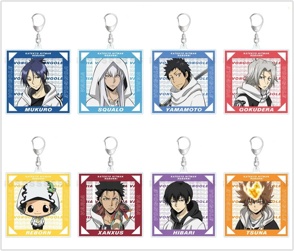 Anime Keychain Doll Mukuro Yamamoto Squalo Gokudera Hibari Tsuna Acrylic Keyring Pendant for Gift