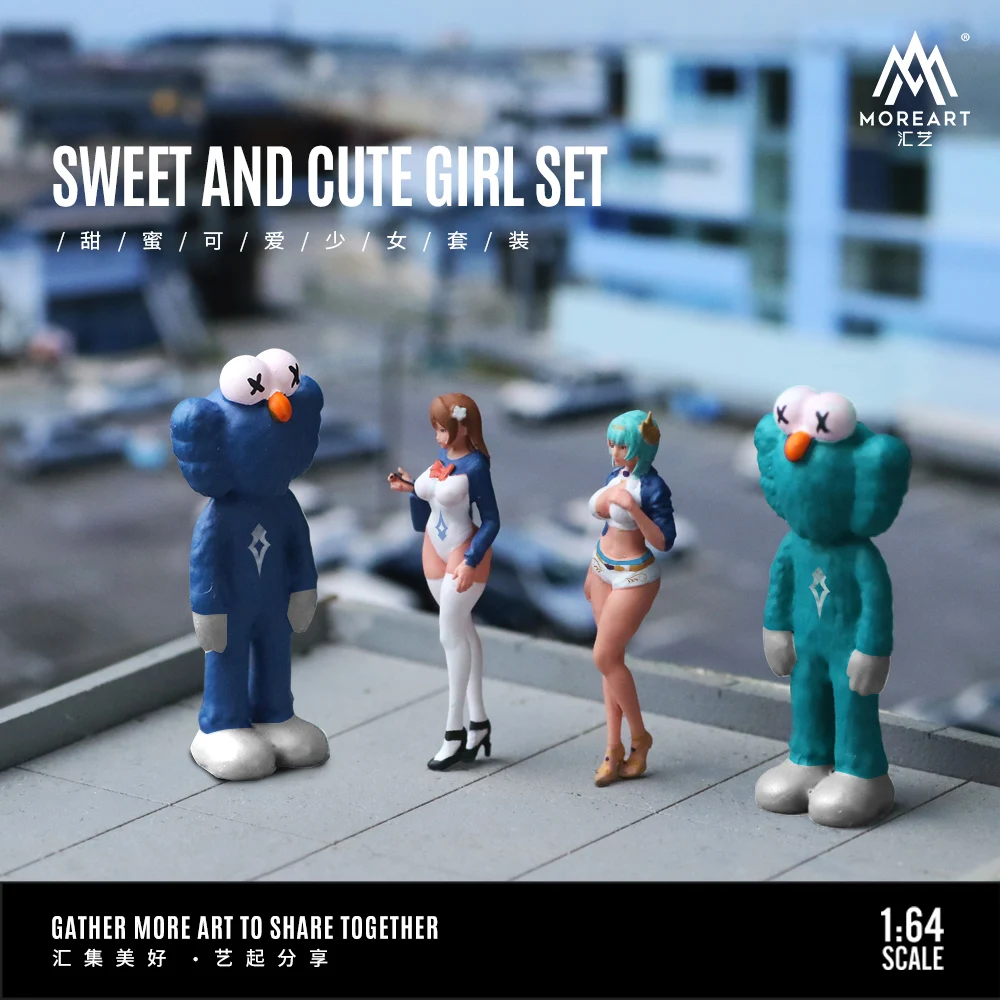 TimeMicro&MoreArt 1:64 Sweet and lovely girl doll set resin model miniature man scene