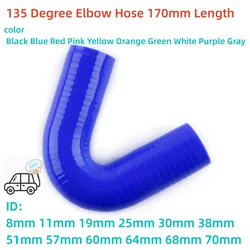 3PLY 170mm Length 135 Degree Elbow Silicone Coolant Intercooler Hose ID 8mm 11mm 19mm 25mm 30mm 38mm  50mm 57mm 60mm 64 68 70mm