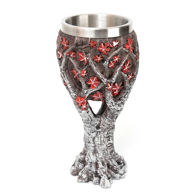 Tree of Life 3D Resin 200ml Wine Glasses ,304 Stainless Steel Inner ,Personalized Gifts for Bar/Bachelor Party Decor