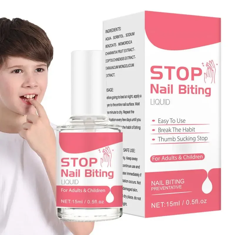 Sdotter 1pcs 15ml Stop Nagelbijten Behandelingen Vloeistof Stop Bittere Vloeistof Nagelriemverzorging Benodigdheden Voor Kinderen en volwassenen