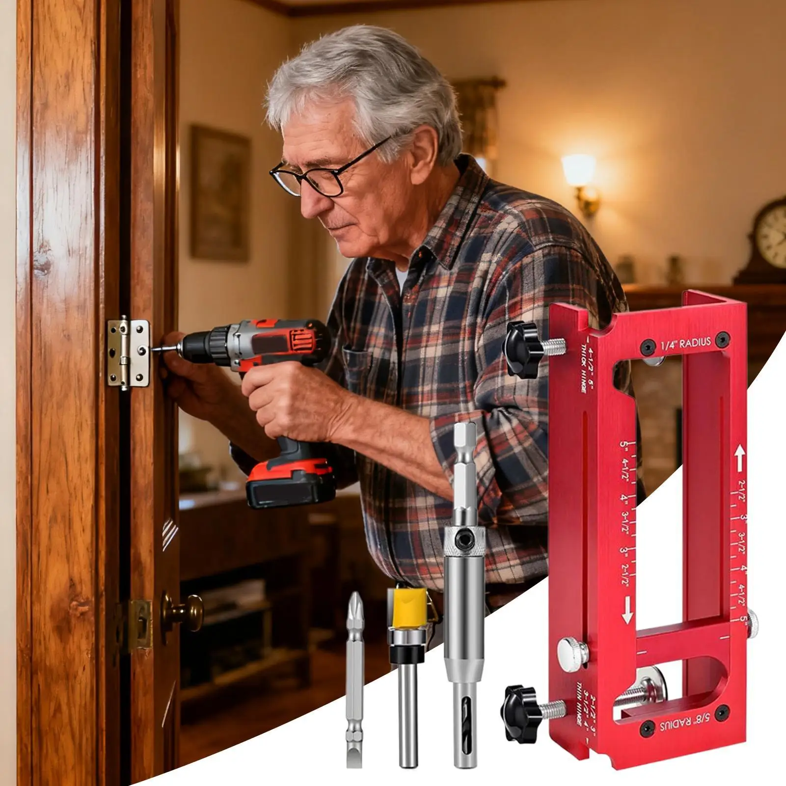 Jig Router Engsel Pintu 2-in-1 Perlengkapan Pertukangan Kayu Kit Pemasangan Engsel Pintu Untuk Tukang Kayu Kontraktor DIY