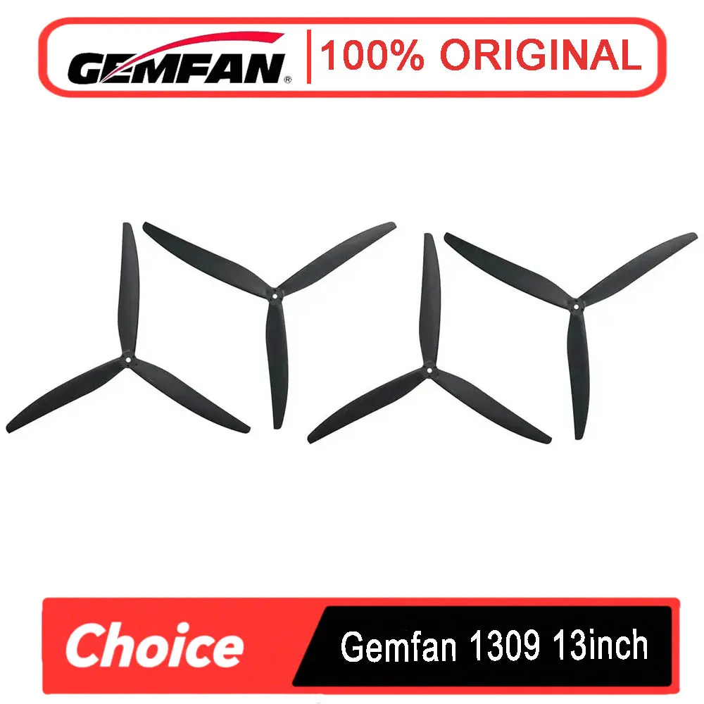 

2 пары Gemfan 1309 13 дюймов, 3-лопастной нейлоновый реквизит из стекловолокна (фиксированный шаг) для RC FPV-дронов (CW/CCW)