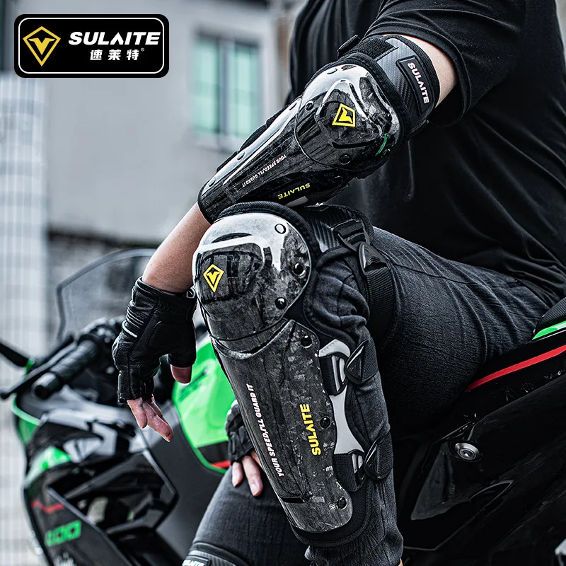 Sulaite Motorcycle Knee Pads Elbow Pads Motocross Knee Brace Carbon Fiber Biker Knee Protector Mtb Elbow Protection