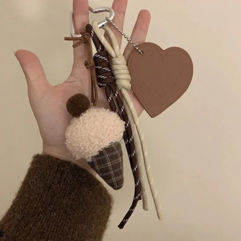 

Kawaii Ins плюшевый медведь мороженое кулон брелок корейский тренд тканая веревка брелок очаровательный брелок для ключей сумки подарки аксессуар