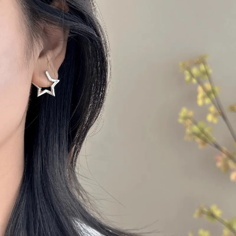 Simple Star-shaped Earrings Korean-style Three-dimensional effect Ins Fashion Female Niche Design Jewelry Accessories for Women