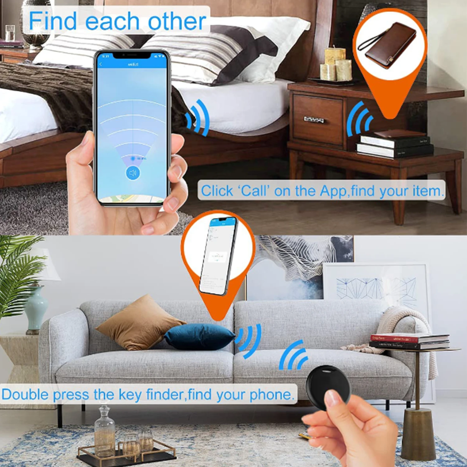 Ew – traceur intelligent anti-perte bluetooth, localisateur de recherche bidirectionnel à faible puissance, alarme de recherche d\'objet clé