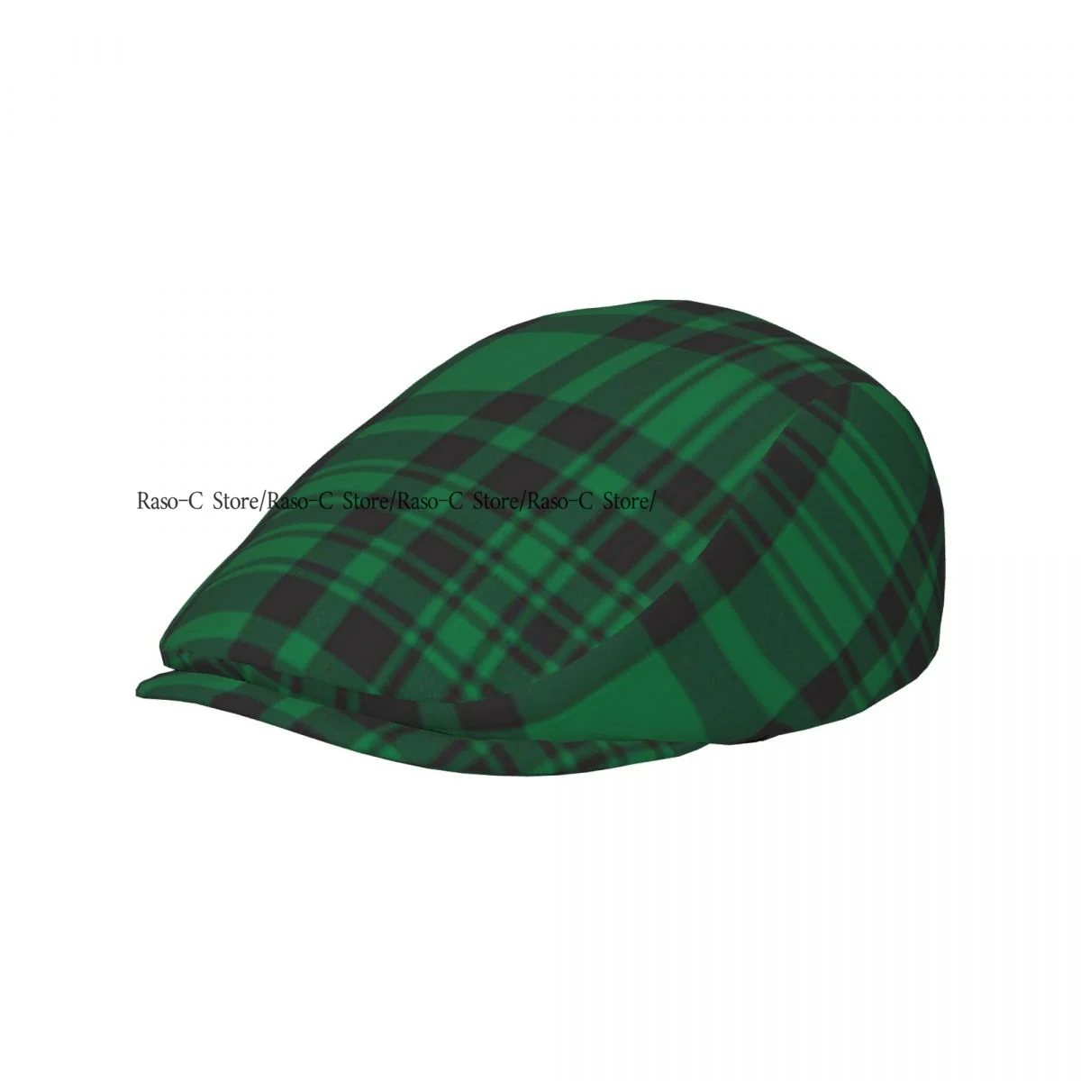 British Gatsby Newsboy Cap For Adults Green Glen Plaid Textured Flat Peaked Cap Autumn Winter Beret Hat