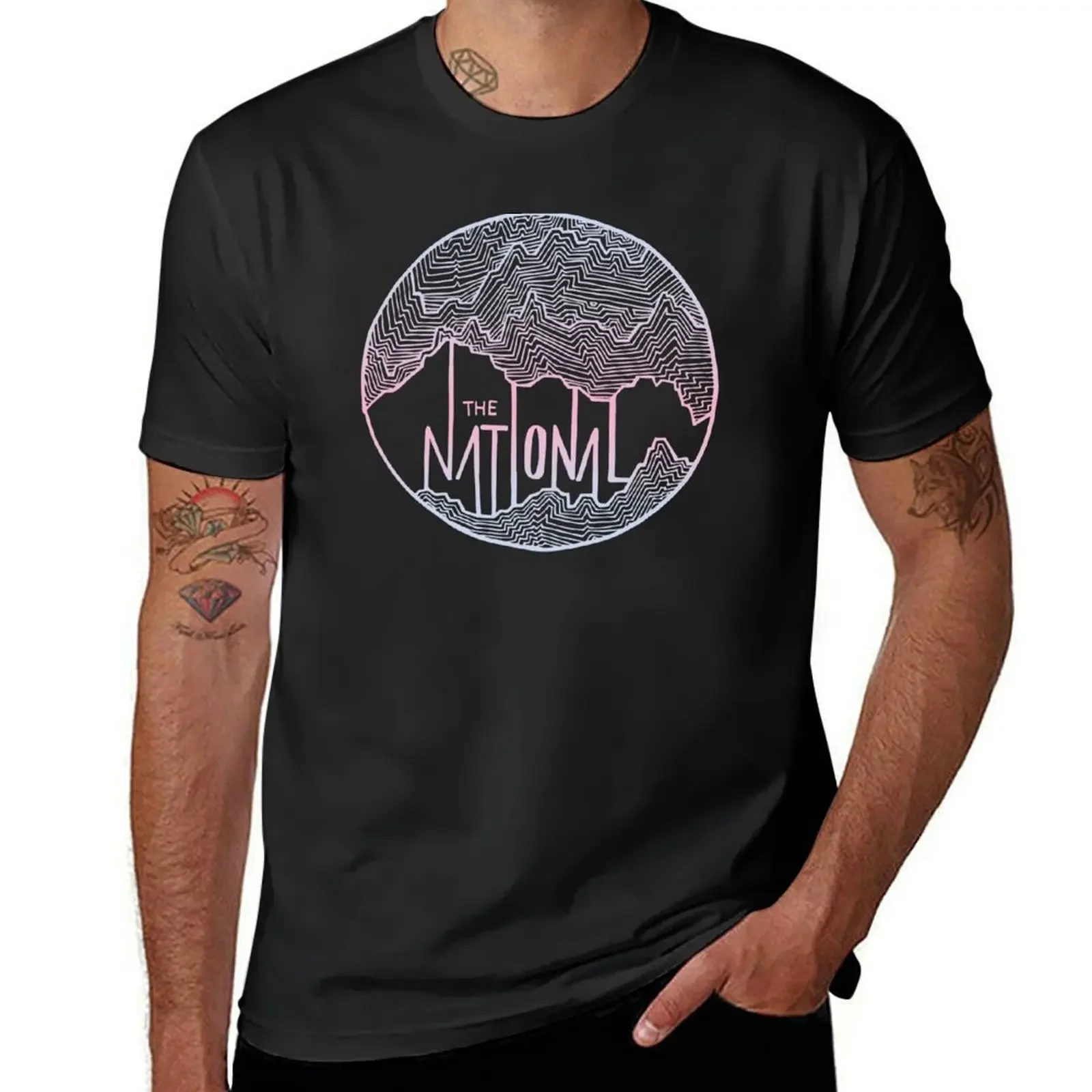 The National line art T-Shirt oversized graphic shirts plain custom t shirt t shirt men 100℅ cotton