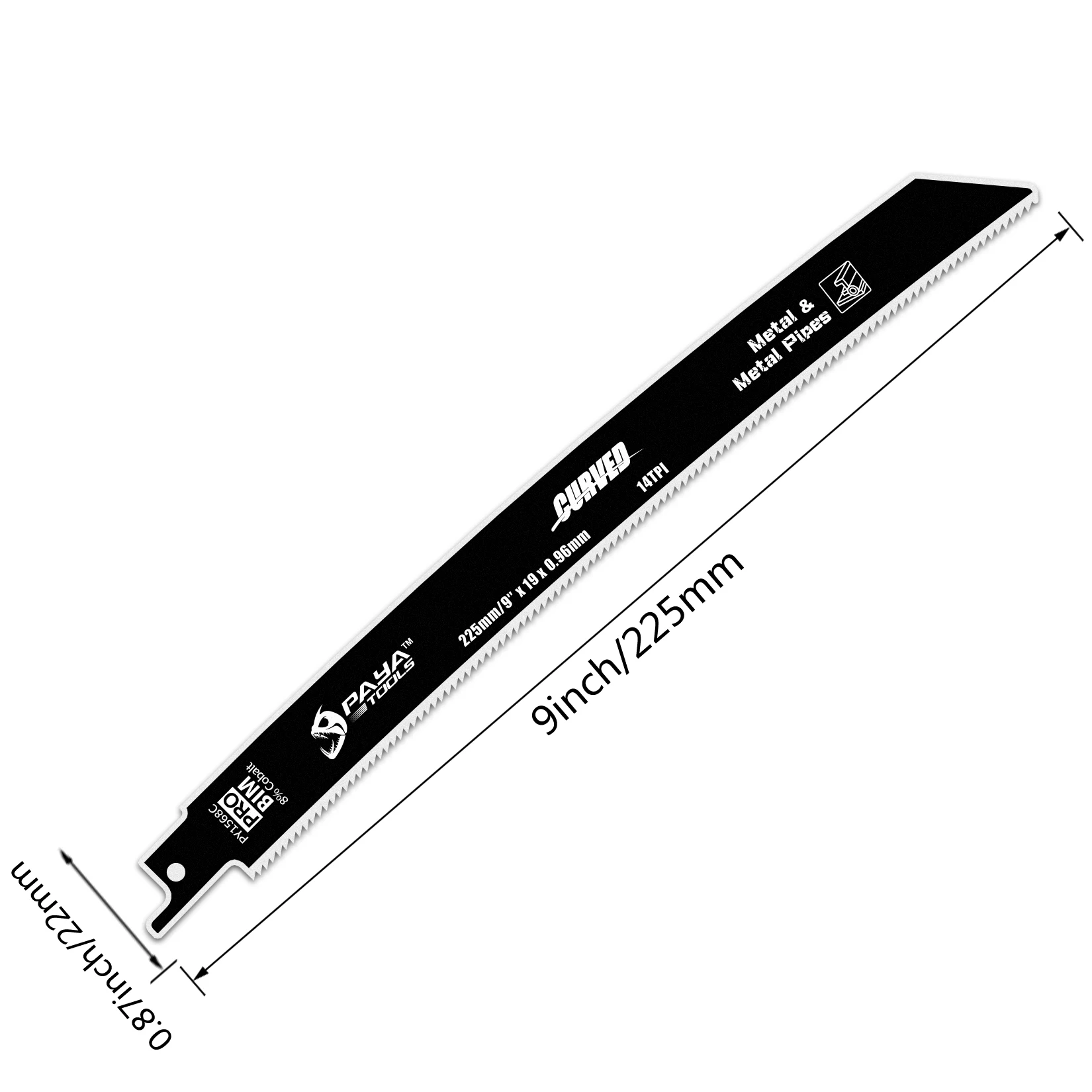 PAYA 5-Pack Curved Bi-Metal Reciprocating Saw Blade Set 9Inch 14TPI 8%Cobalt Saber Saw Blade for Metal Steel Rebar Pipe Cutting - view 2