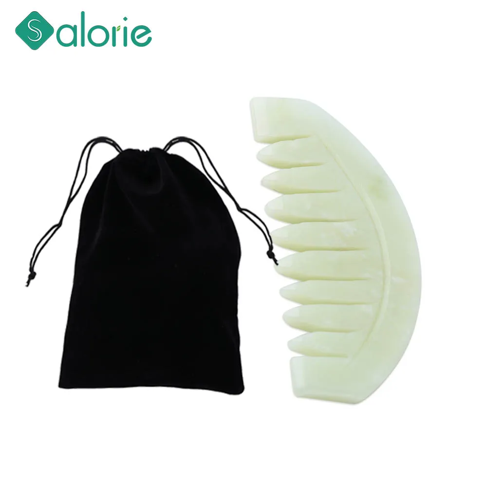 

Massage Comb Scalp Hair Combs Natural Jade Stone Guasha Gua Sha Board Shape Massage Head Massager Relaxation Comb Health Care