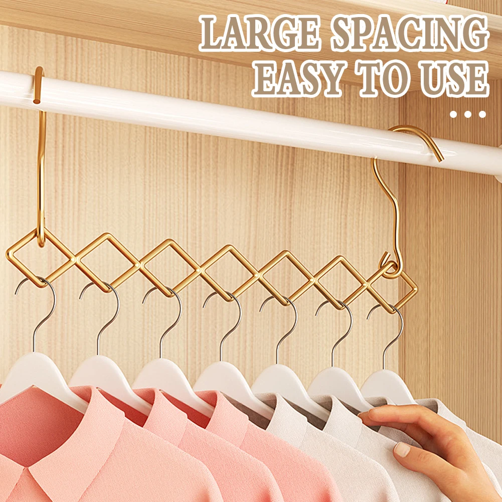 Magic Space Saving Clothes Hangers,Foldable Closet Organizer,Wardrobe Clothing Cascading Rack 7 Slots for Pants Dresses Coats