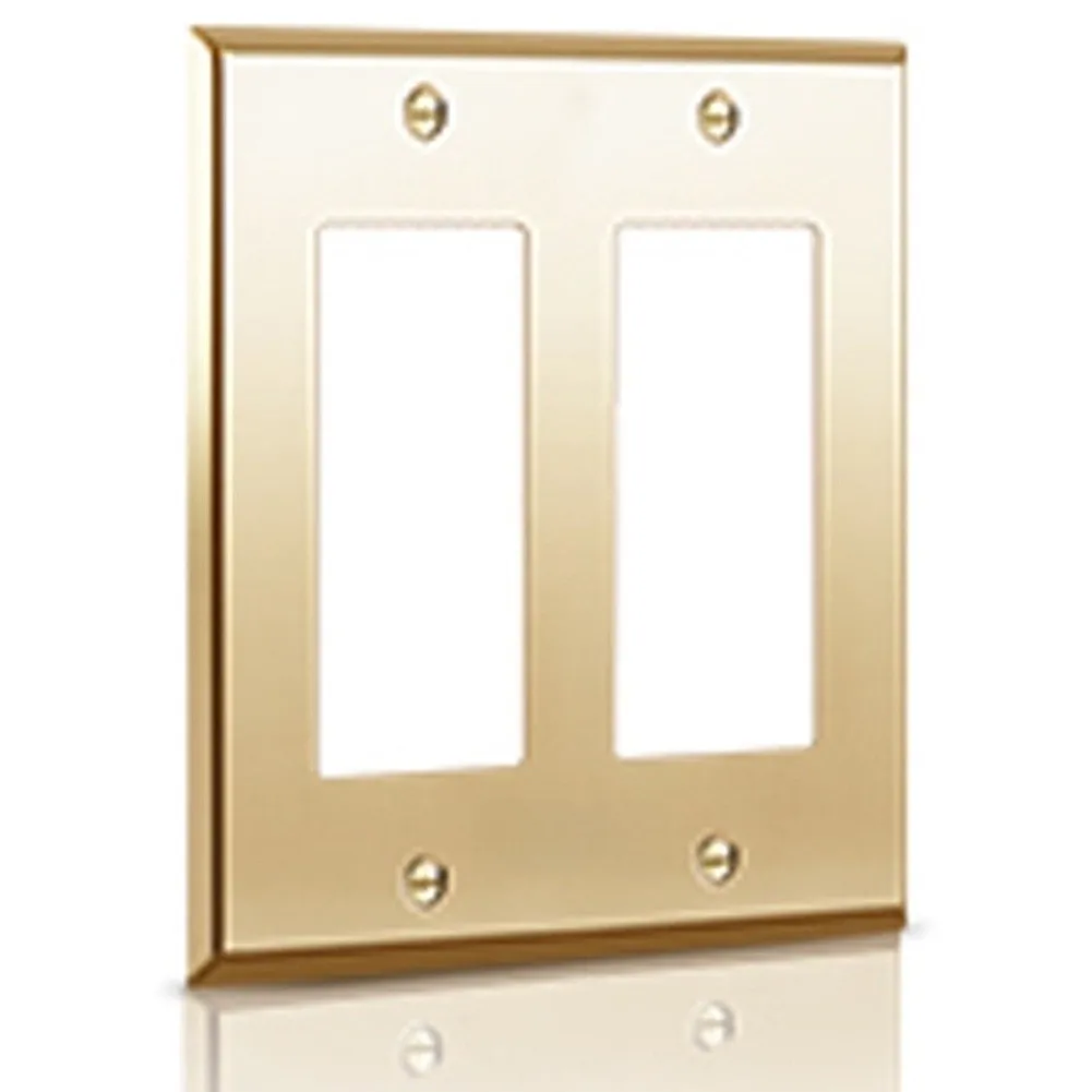 Two Piece Brass Cover Assembly for American Standard GFCI Wall Socket Compatible with Standard US Mounting Bracket and Support