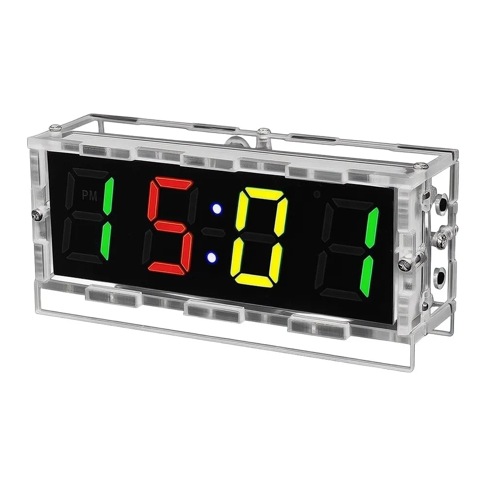 1set For RGB Color Digital Clock DIY Soldering Kit With Temperature Readout Date Week Display Three Adjustable Alarm Settings
