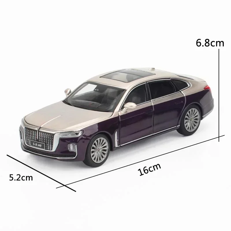 1:24 For HONGQI H9 Simulated Metal Toy Vehicles Model Alloy Pull Back Children Toys Genuine License Collection Gift Car Kids